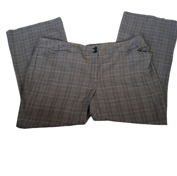 Lane Bryant Gray Plaid Womens Wide Leg Trousers Button up Zip Closure Size 24 - Picture 7 of 7